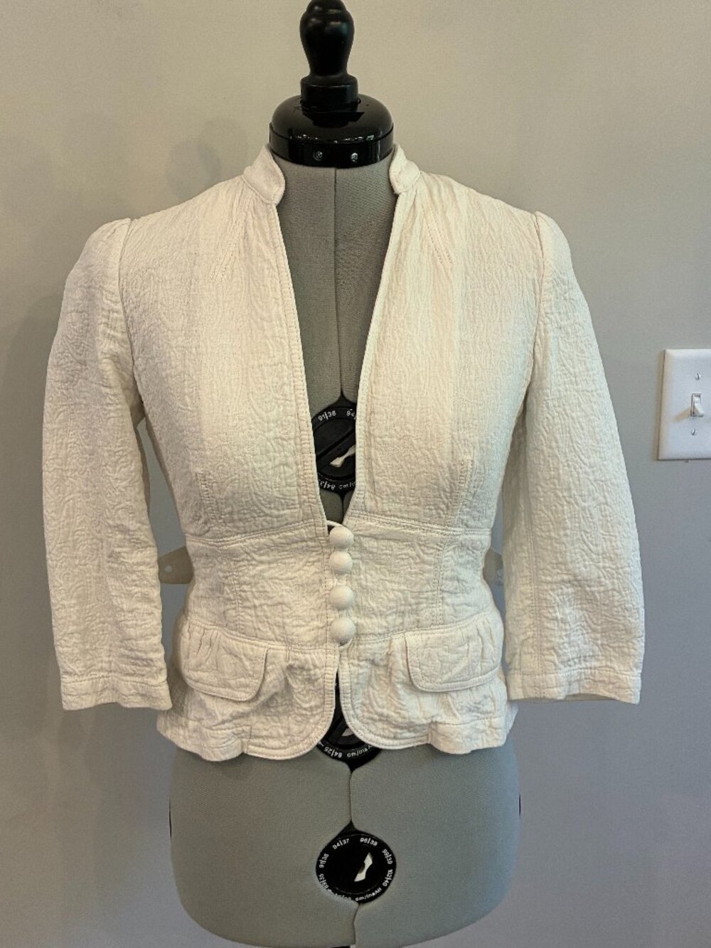 Banana Republic Ivory Textured Cropped Jacket Blazer Button Front Size 0